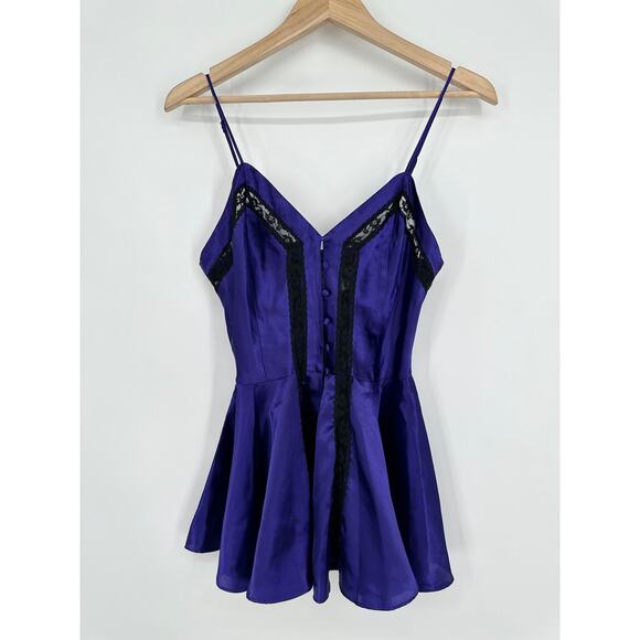 Victoria’s Secret 90’s Vintage Gold Label Satin Slip Dress Teddy Lace Nightgown - Picture 2 of 8